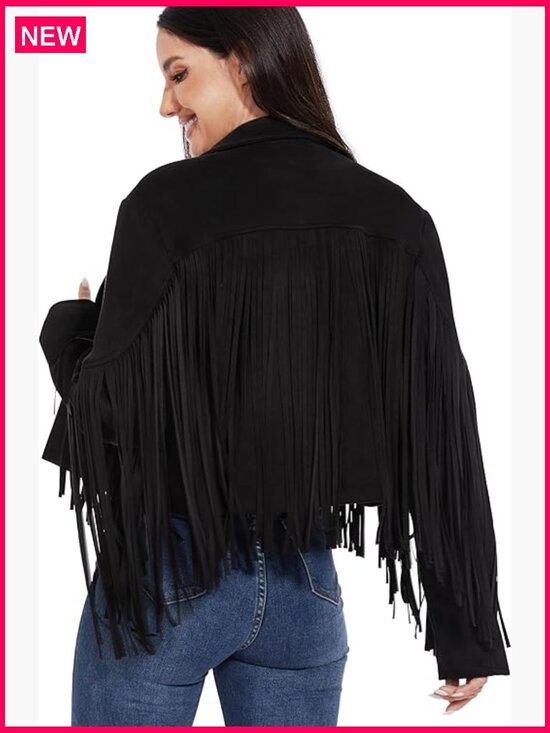 Jackets & Blazers - Fringe Leather Jacket Women Western Cropped Coat S-XXL Concert Wear